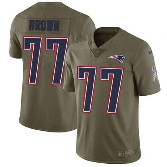 Youth Nike New England Patriots #77 Trent Brown Limited Olive 2017 Salute to Service NFL Jersey - Ujersey