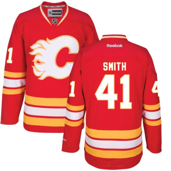 Women's Reebok Calgary Flames #41 Mike Smith Premier Red Third NHL Jersey - Ujersey