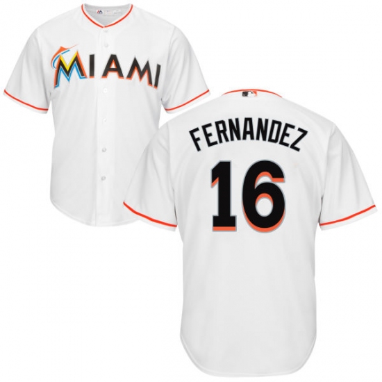 Youth Majestic Miami Marlins #16 Jose Fernandez Authentic White Home Cool Base MLB Jersey - Ujersey