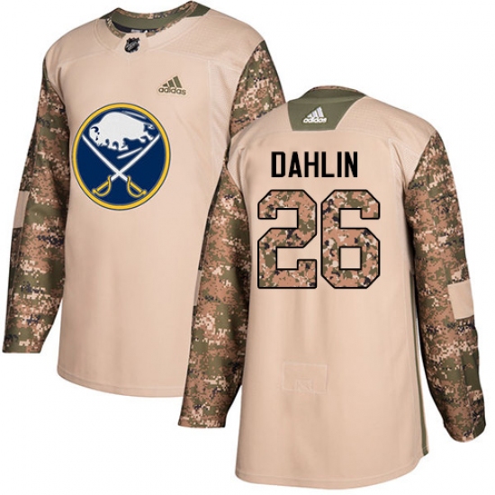 Men's Adidas Buffalo Sabres #26 Rasmus Dahlin Authentic Camo Veterans Day Practice NHL Jersey - Ujersey