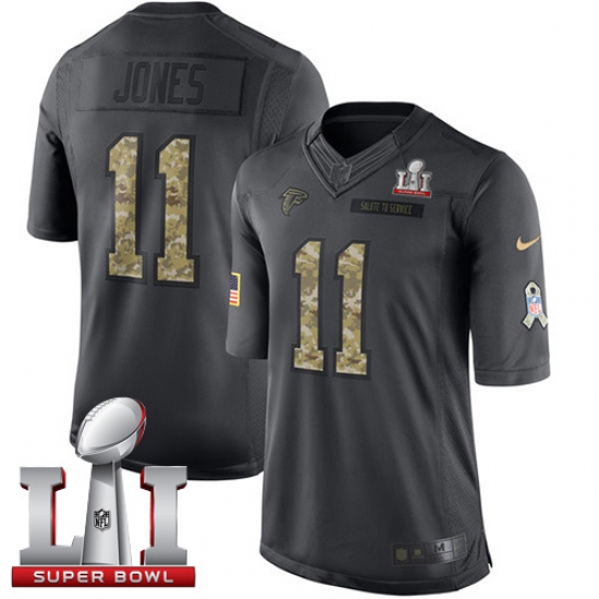 Youth Nike Atlanta Falcons #11 Julio Jones Limited Black 2016 Salute to Service Super Bowl LI 51 NFL Jersey - Ujersey