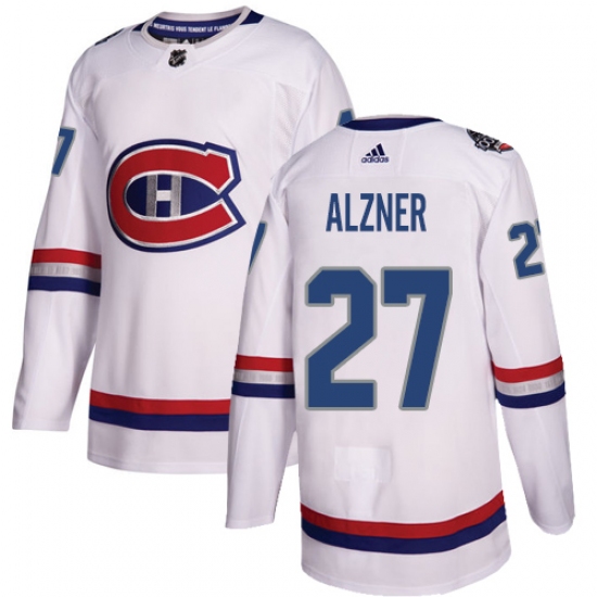 Youth Adidas Montreal Canadiens #27 Karl Alzner Authentic White 2017 100 Classic NHL Jersey - Ujersey