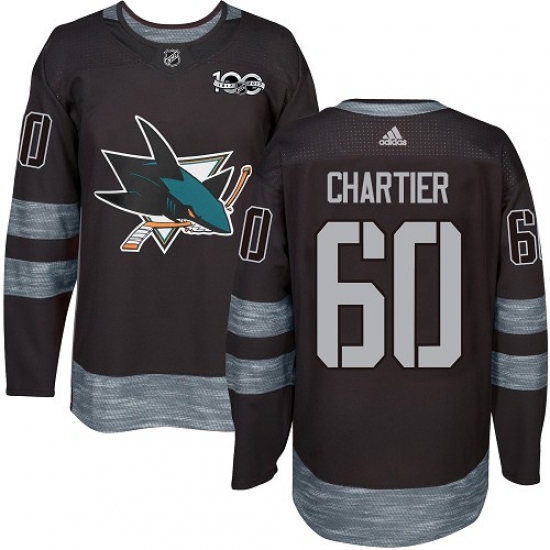 Men's Adidas San Jose Sharks #60 Rourke Chartier Authentic Black 1917-2017 100th Anniversary NHL Jersey