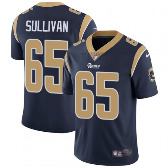 Men's Nike Los Angeles Rams #65 John Sullivan Navy Blue Team Color Vapor Untouchable Limited Player NFL Jersey - Ujersey