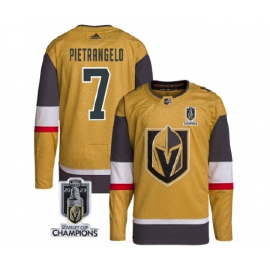 Men's Vegas Golden Knights #7 Alex Pietrangelo Gold 2023 Stanley Cup Champions Stitched Jersey
