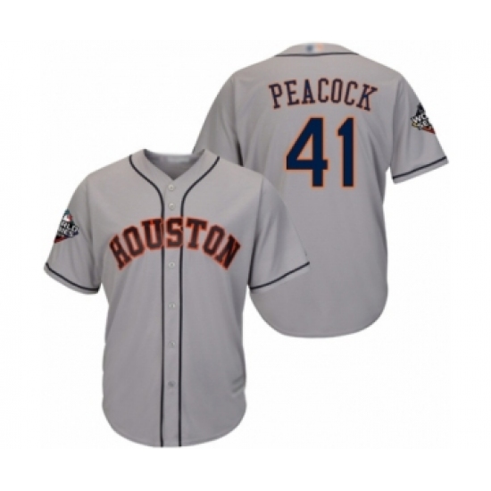 Youth Houston Astros #41 Brad Peacock Authentic Grey Road Cool Base 2019 World Series Bound Baseball Jersey - Ujersey