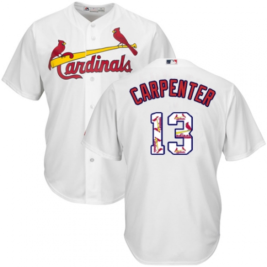 Men's Majestic St. Louis Cardinals #13 Matt Carpenter Authentic White Team Logo Fashion Cool Base MLB Jersey - Ujersey