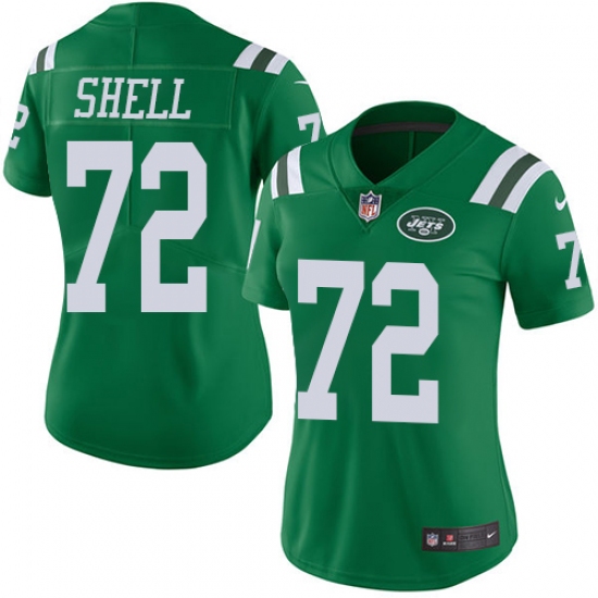 Women's Nike New York Jets #72 Brandon Shell Limited Green Rush Vapor Untouchable NFL Jersey - Ujersey