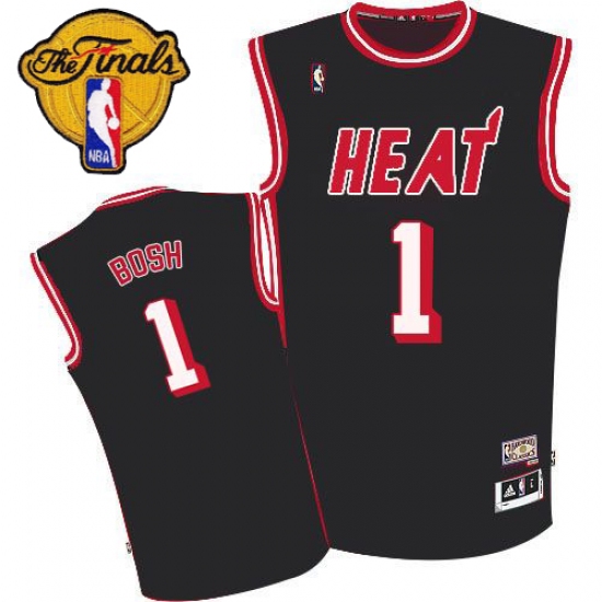 Men's Adidas Miami Heat #1 Chris Bosh Swingman Black Hardwood Classic NBA Jersey - Ujersey