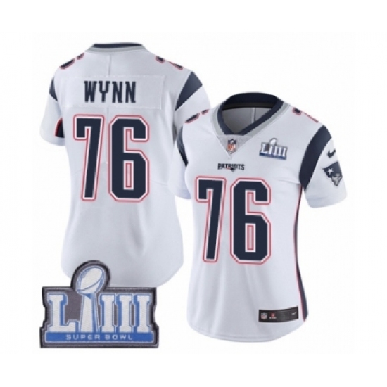 Women's Nike New England Patriots #76 Isaiah Wynn White Vapor Untouchable Limited Player Super Bowl LIII Bound NFL Jersey - Ujersey