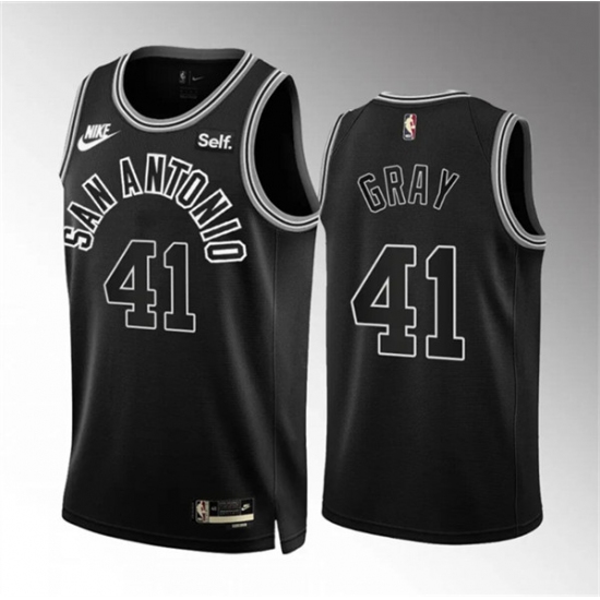 Men's San Antonio Spurs #41 Raiquan Gray 2022-23 Black Classic Edition Stitched Basketball Jersey - Ujersey