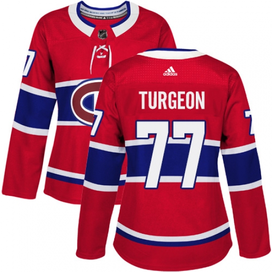 Women's Adidas Montreal Canadiens #77 Pierre Turgeon Premier Red Home NHL Jersey - Ujersey