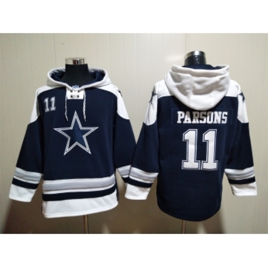 Men's Dallas Cowboys #11 Micah Parsons Navy Blue Ageless Must Have Lace Up Pullover Hoodie - Ujersey NHL