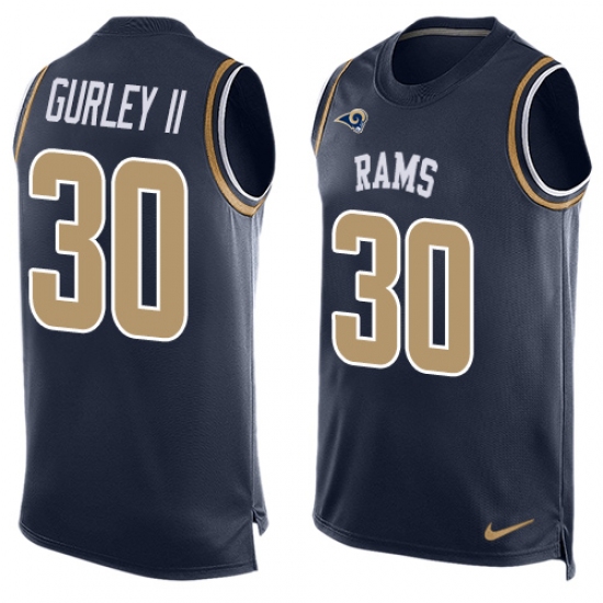 Men's Nike Los Angeles Rams #30 Todd Gurley Limited Navy Blue Player Name & Number Tank Top NFL Jersey - Ujersey