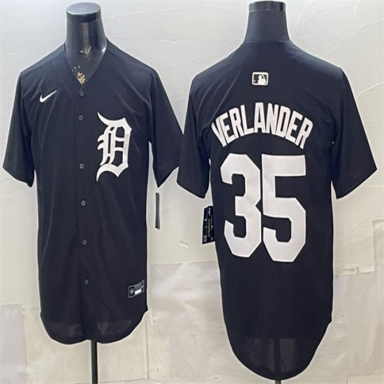 Men's Detroit Tigers #35 Justin Verlander Black Limited Stitched Baseball Jersey - Ujersey