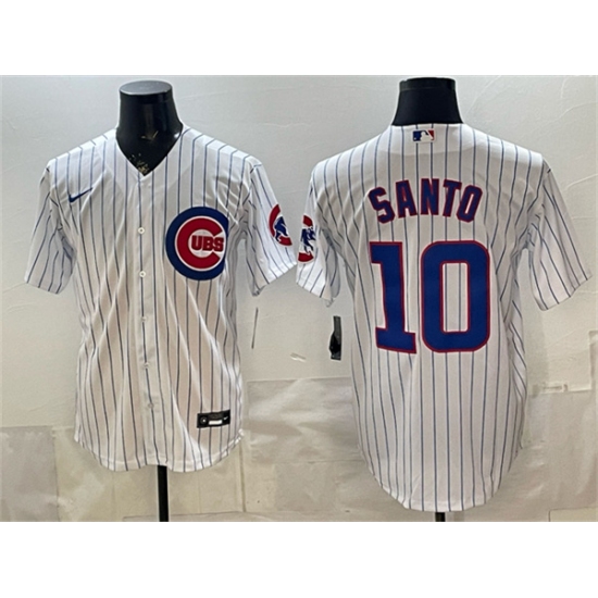 Men's Chicago Cubs #10 Ron Santo White Cool Base Stitched Baseball Jersey - Ujersey