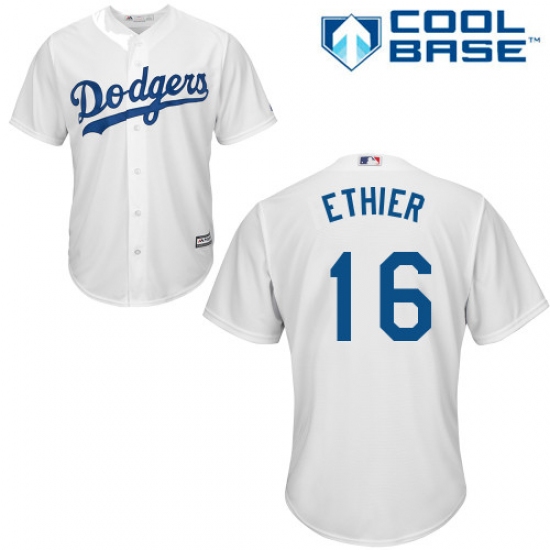 Youth Majestic Los Angeles Dodgers #16 Andre Ethier Authentic White Home Cool Base MLB Jersey - Ujersey