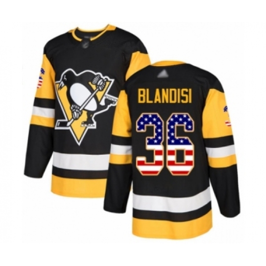 Men's Pittsburgh Penguins #36 Joseph Blandisi Authentic Black USA Flag Fashion Hockey Jersey - Ujersey