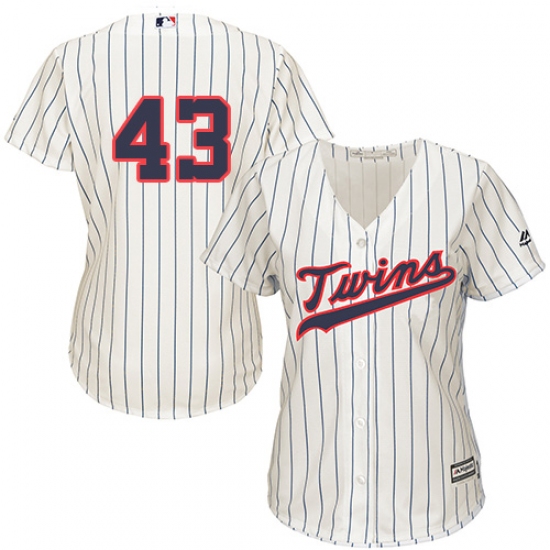 Women's Majestic Minnesota Twins #43 Addison Reed Replica Cream Alternate Cool Base MLB Jersey - Ujersey