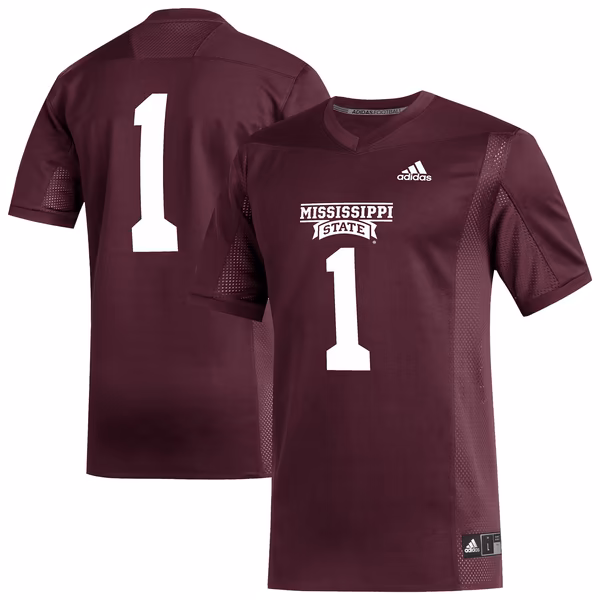 Men's adidas #1 Maroon Mississippi State Bulldogs Replica Football Jersey