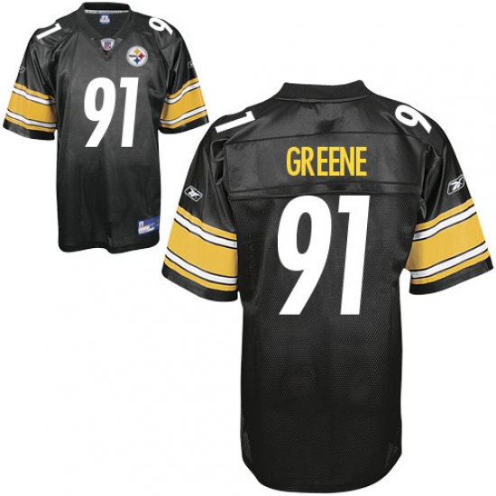 Reebok Pittsburgh Steelers #91 Kevin Greene Black Team Color Authentic Throwback NFL Jersey - Ujersey