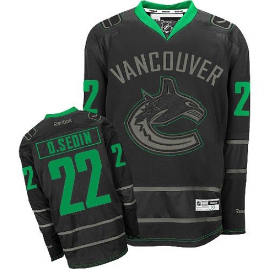 Men's Reebok Vancouver Canucks #22 Daniel Sedin Authentic Black Ice NHL Jersey