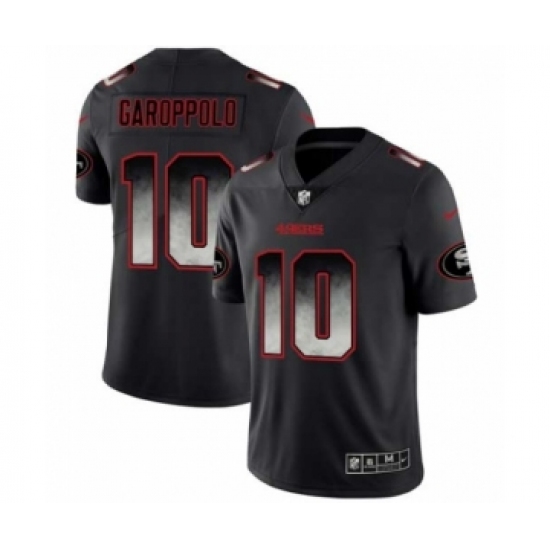 Men San Francisco 49ers #10 Jimmy Garoppolo Black Smoke Fashion Limited Jersey - Ujersey