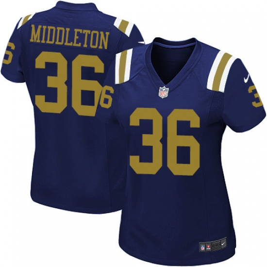 Women Nike New York Jets #36 Doug Middleton Game Navy Blue Alternate NFL Jersey - Ujersey