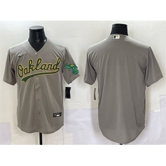 Men's Oakland Athletics Blank Grey Cool Base Stitched Baseball Jersey - Ujersey