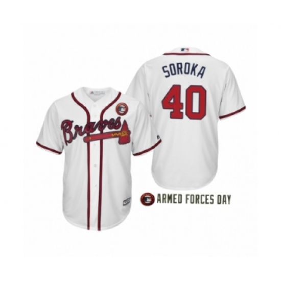 Youth 2019 Armed Forces Day Mike Soroka #40 Atlanta Braves White Jersey - Ujersey