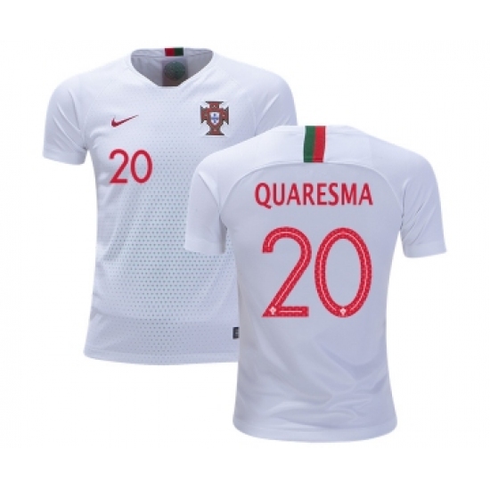 Portugal #20 Quaresma Away Kid Soccer Country Jersey