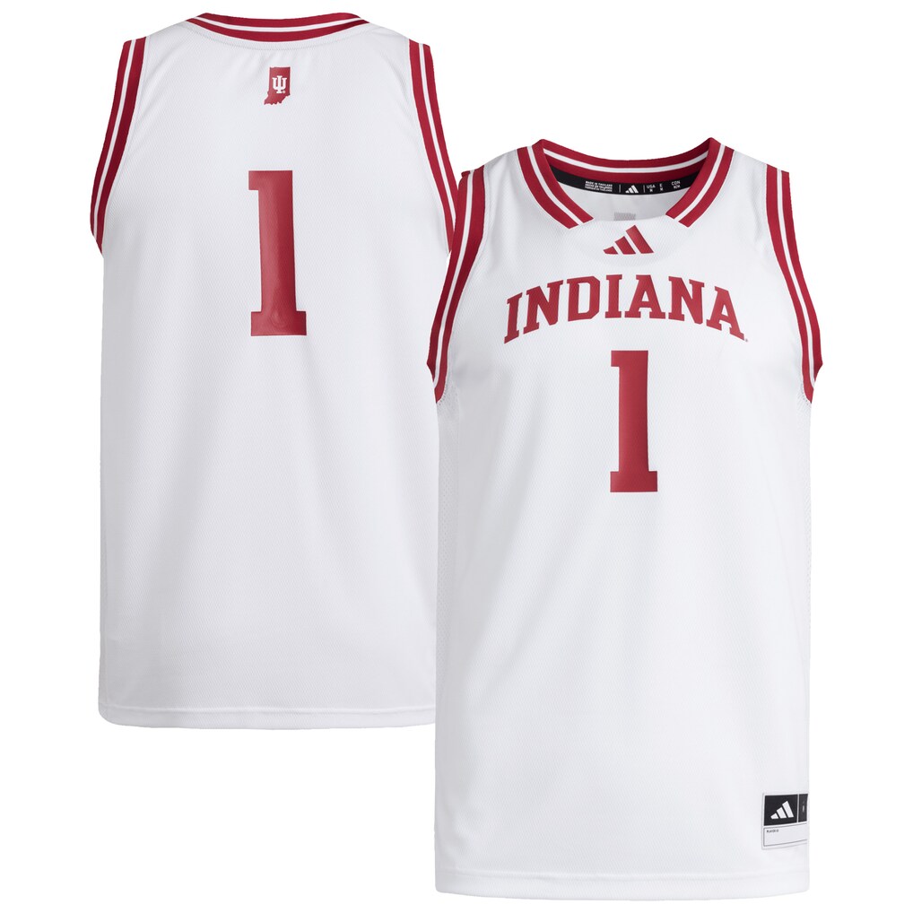 Men's adidas #1 White Indiana Hoosiers Replica Swingman Jersey - U-jersey