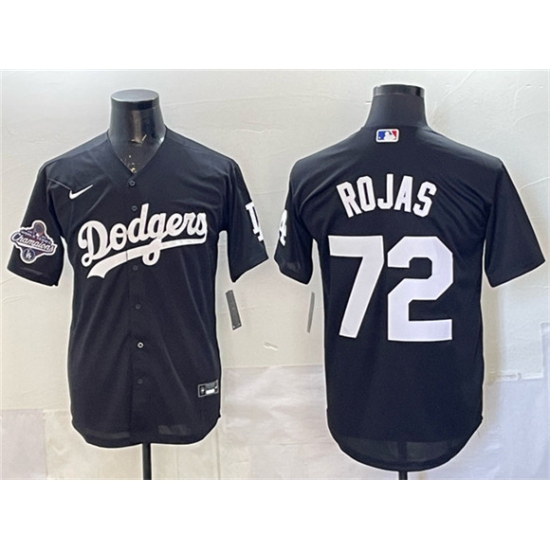Men's Los Angeles Dodgers #72 Miguel Rojas Black 2025 World Series Champions Cool Base Stitched Baseball Jersey - Ujersey