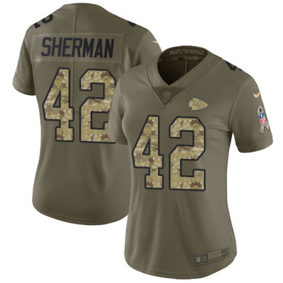 Women's Nike Kansas City Chiefs #42 Anthony Sherman Limited Olive/Camo 2017 Salute to Service NFL Jersey - Ujersey