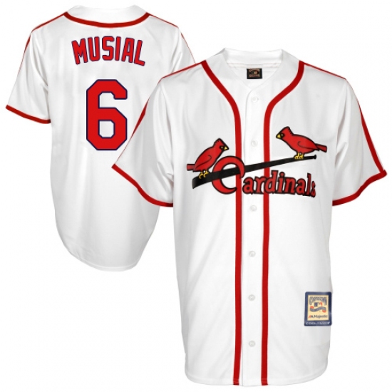 Men's Mitchell and Ness St. Louis Cardinals #6 Stan Musial Authentic White Throwback MLB Jersey - Ujersey