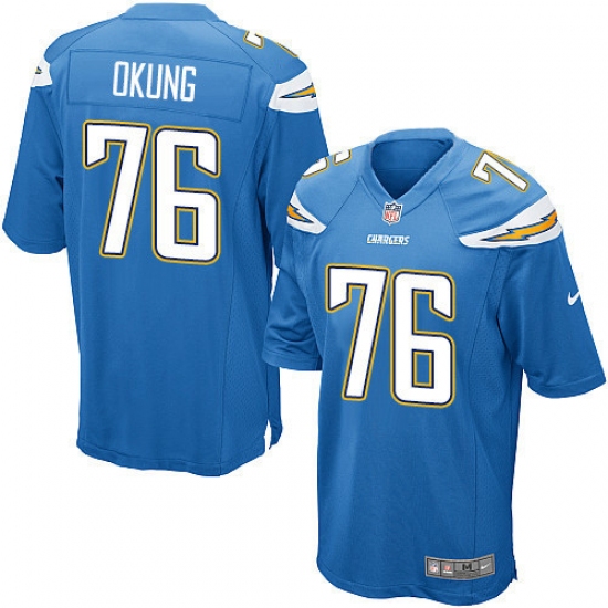Men's Nike Los Angeles Chargers #76 Russell Okung Game Electric Blue Alternate NFL Jersey - Ujersey