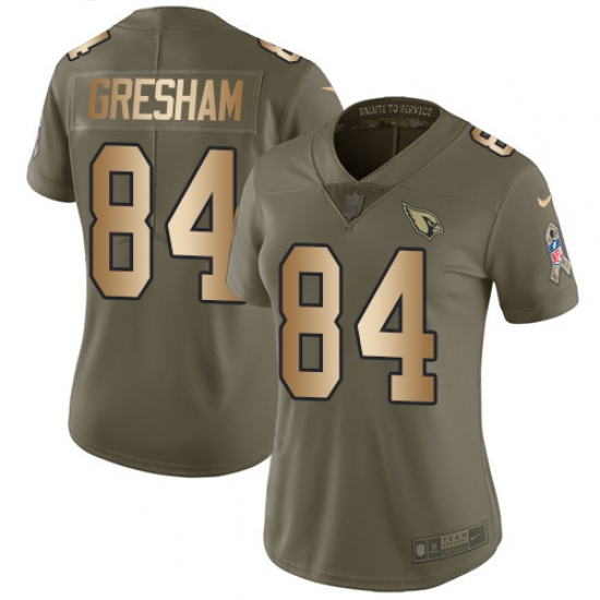 Women's Nike Arizona Cardinals #84 Jermaine Gresham Limited Olive/Gold 2017 Salute to Service NFL Jersey - Ujersey