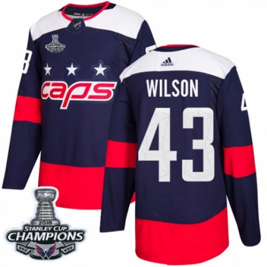 Men's Adidas Washington Capitals #43 Tom Wilson Authentic Navy Blue 2018 Stadium Series 2018 Stanley Cup Final Champions NHL Jersey - Ujersey