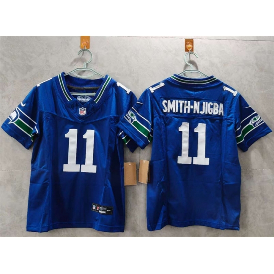 Women's Seattle Seahawks #11 Jaxon Smith-Njigba Royal 2024 F.U.S.E Throwback Vapor Limited Stitched Football Jersey(Run Small) - Ujersey