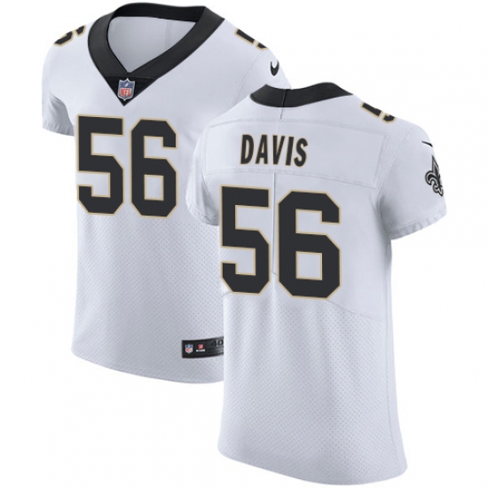 Men's Nike New Orleans Saints #56 DeMario Davis White Vapor Untouchable Elite Player NFL Jersey - Ujersey