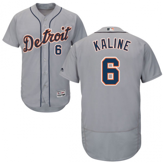Men's Majestic Detroit Tigers #6 Al Kaline Grey Road Flex Base Authentic Collection MLB Jersey - Ujersey