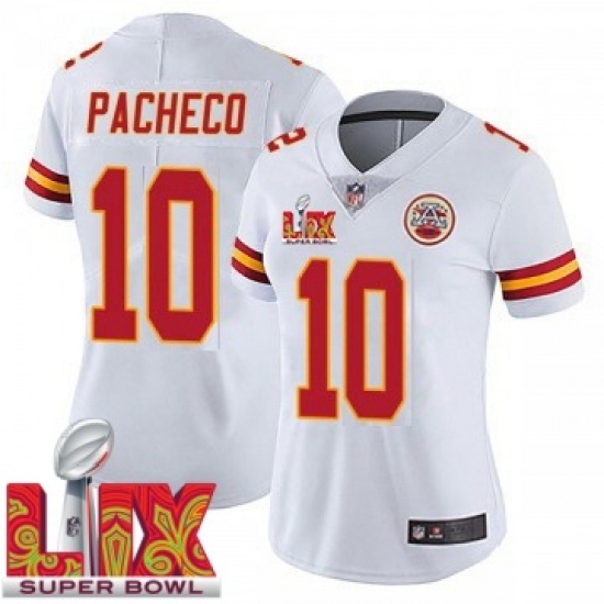 Women Kansas City Chiefs Isiah Pacheco #10 White 2024 2025 Super Bowl LIX F U S E Stitched Jersey - Ujersey