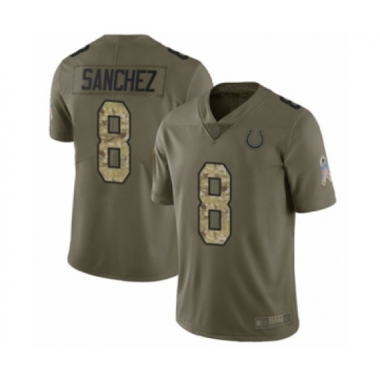 Youth Indianapolis Colts #8 Rigoberto Sanchez Limited Olive Camo 2017 Salute to Service Football Jersey - Ujersey