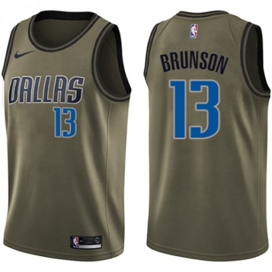 Youth Nike Dallas Mavericks #13 Jalen Brunson Swingman Green Salute to Service NBA Jersey - Ujersey