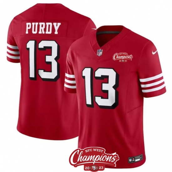 Men's San Francisco 49ers #13 Brock Purdy Red 2023 F.U.S.E. NFC West Champions Alternate Football Stitched Jersey - Ujersey