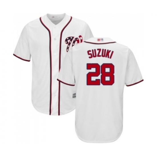 Men's Washington Nationals #28 Kurt Suzuki Replica White Home Cool Base Baseball Jersey - Ujersey