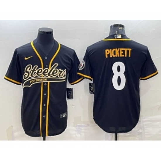 Men's Pittsburgh Steelers #8 Kenny Pickett Black Cool Base Stitched Baseball Jersey - Ujersey
