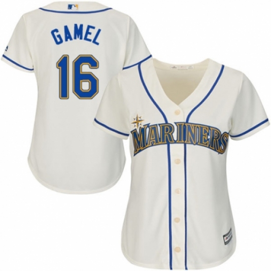 Women's Majestic Seattle Mariners #16 Ben Gamel Authentic Cream Alternate Cool Base MLB Jersey - Ujersey