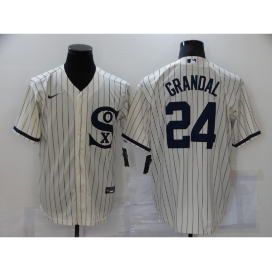 Men's Chicago White Sox #24 Yasmani Grandal Cream Game 2021 Field of Dreams Jersey