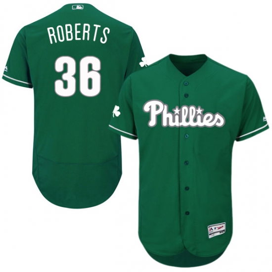 Men's Majestic Philadelphia Phillies #36 Robin Roberts Green Celtic Flexbase Authentic Collection MLB Jersey - Ujersey